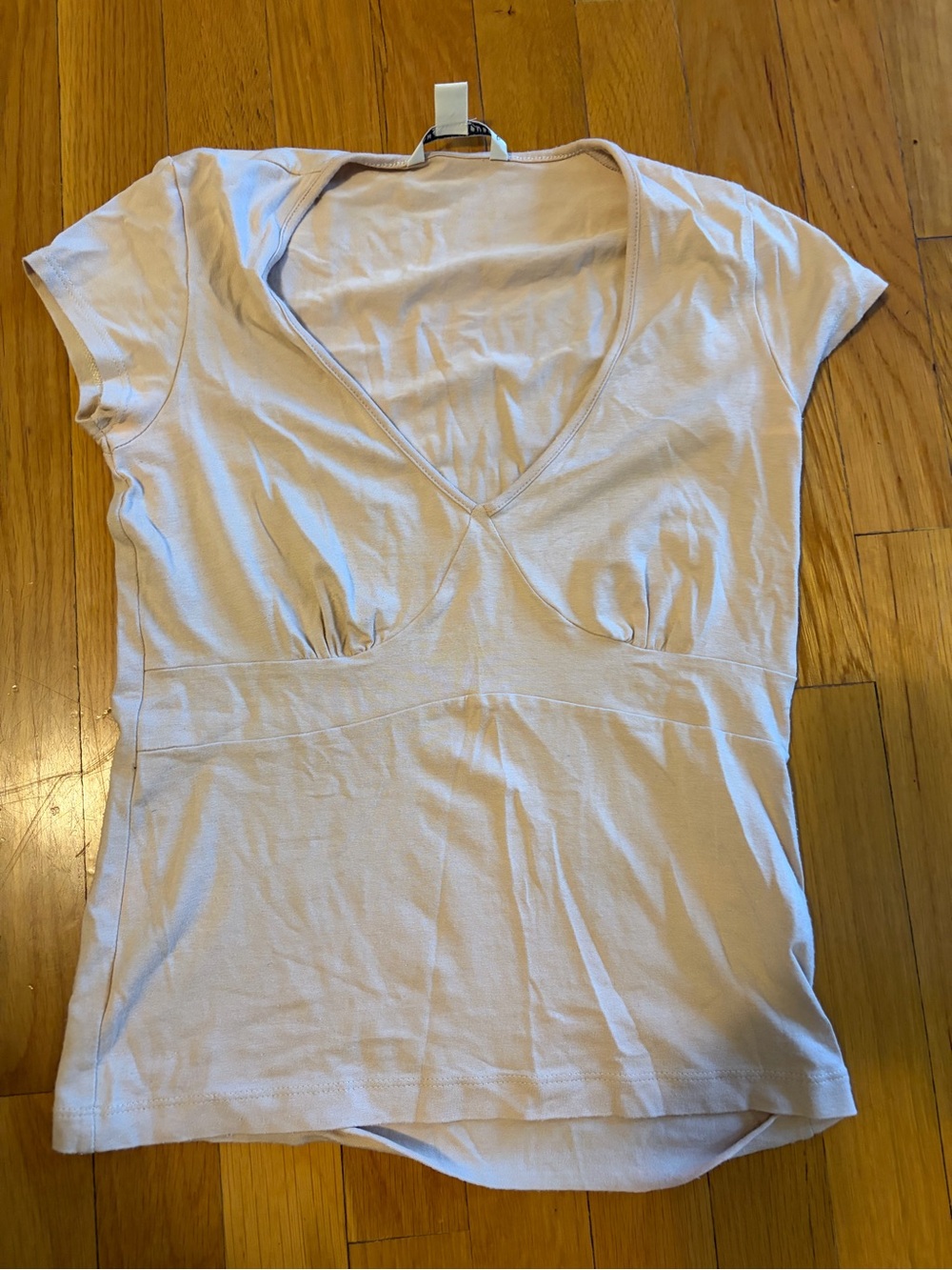 Banana Republic Cream Short Sleeve V-Neck Top
